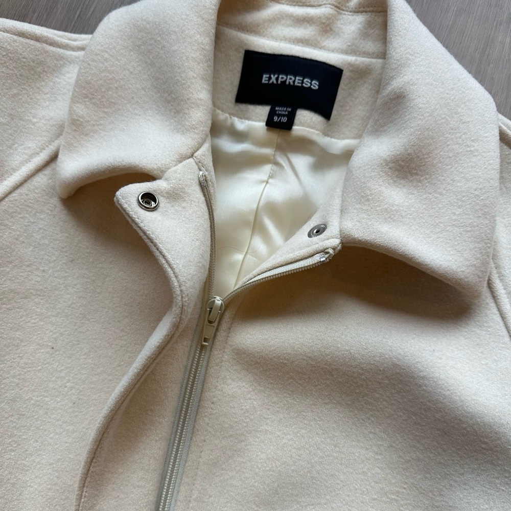 Express Classic Cream Wool Coat - Picture 3 of 9